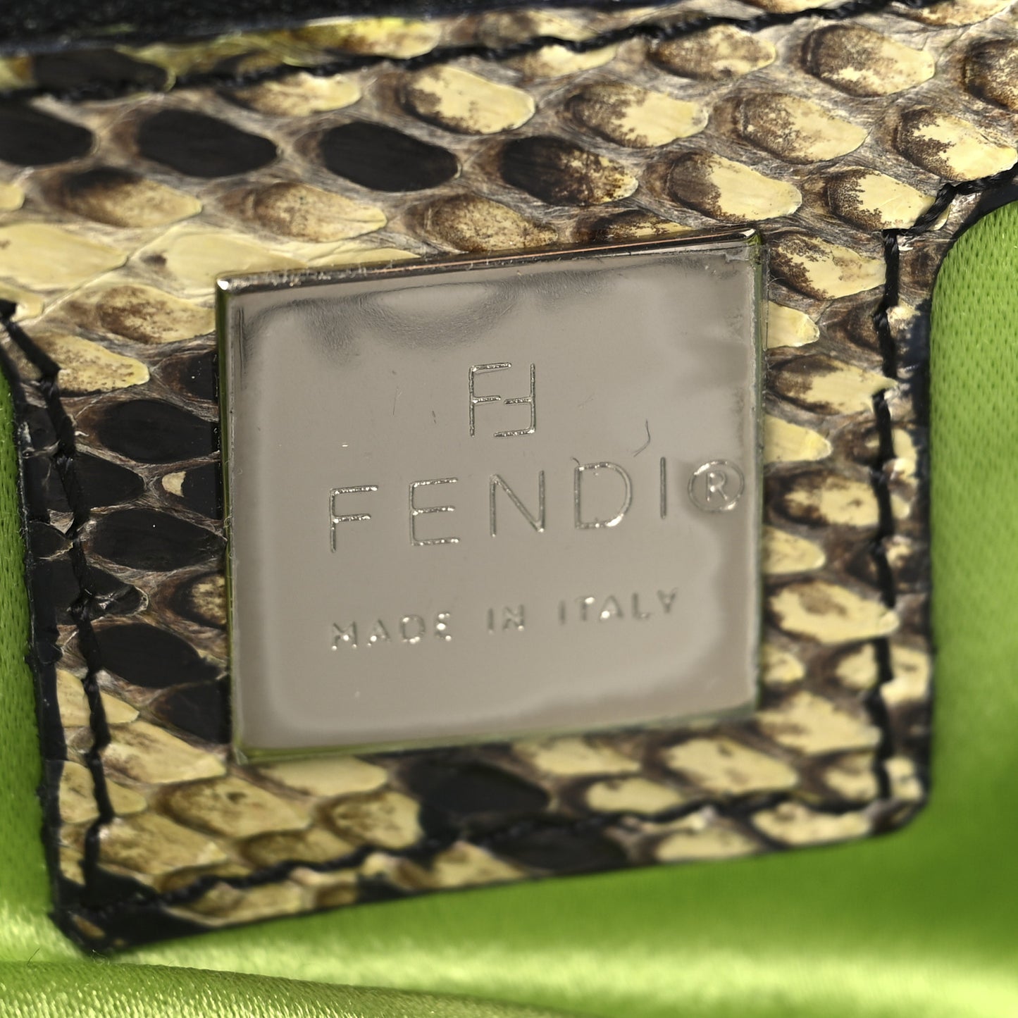 Snakeskin Mirror Baguette Shoulder Bag