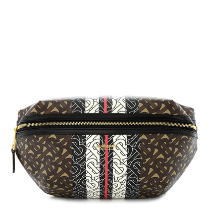 Burberry E-Canvas Monogram Stripe Medium Sonny Bum Bag Bridle Brown 1 of 10