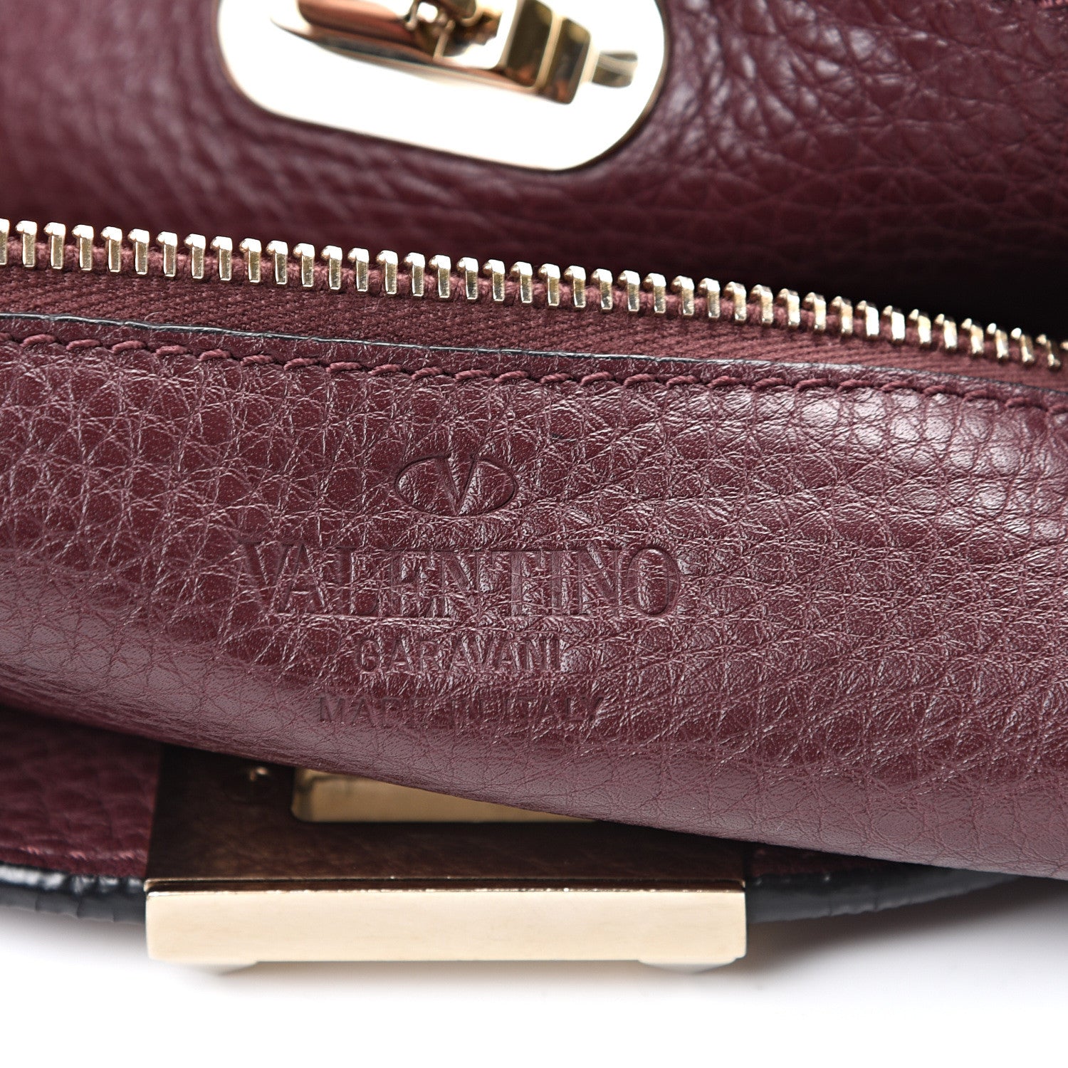 Valentino Garavani Pebbled Calfskin Large Rockstud Flip-Lock Messenger Bag Vinaccia 5 of 10