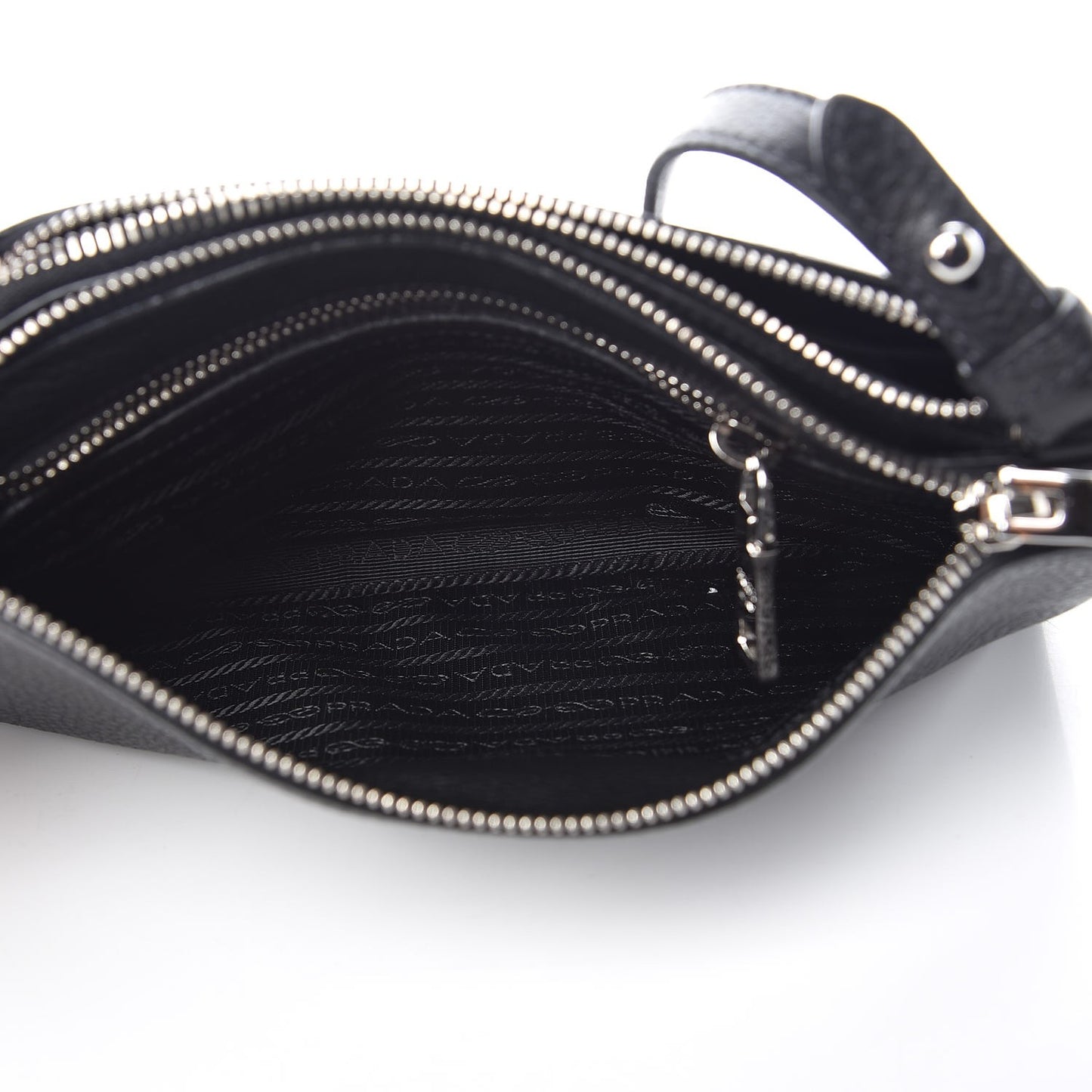 Vitello Phenix Double Zip Crossbody Bag Black