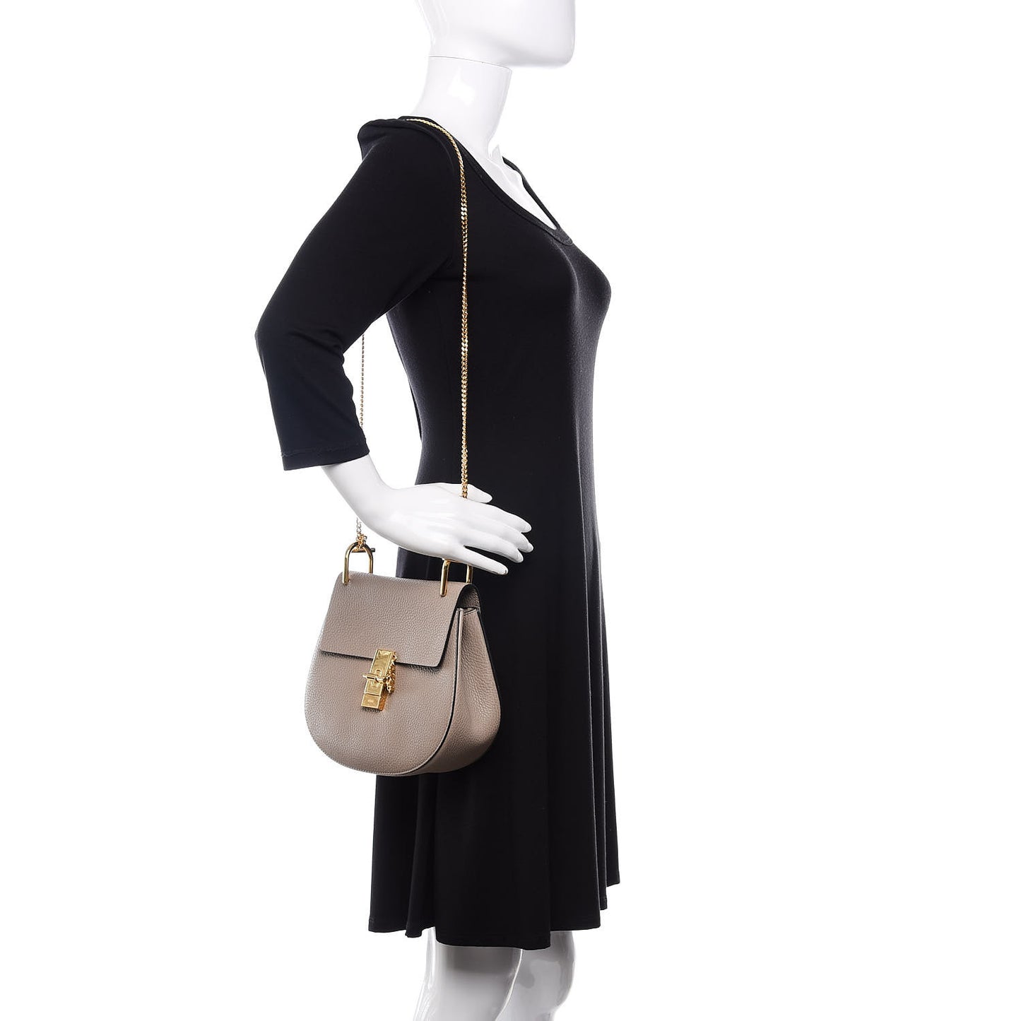 Grained Lambskin Drew Shoulder Bag Motty Grey