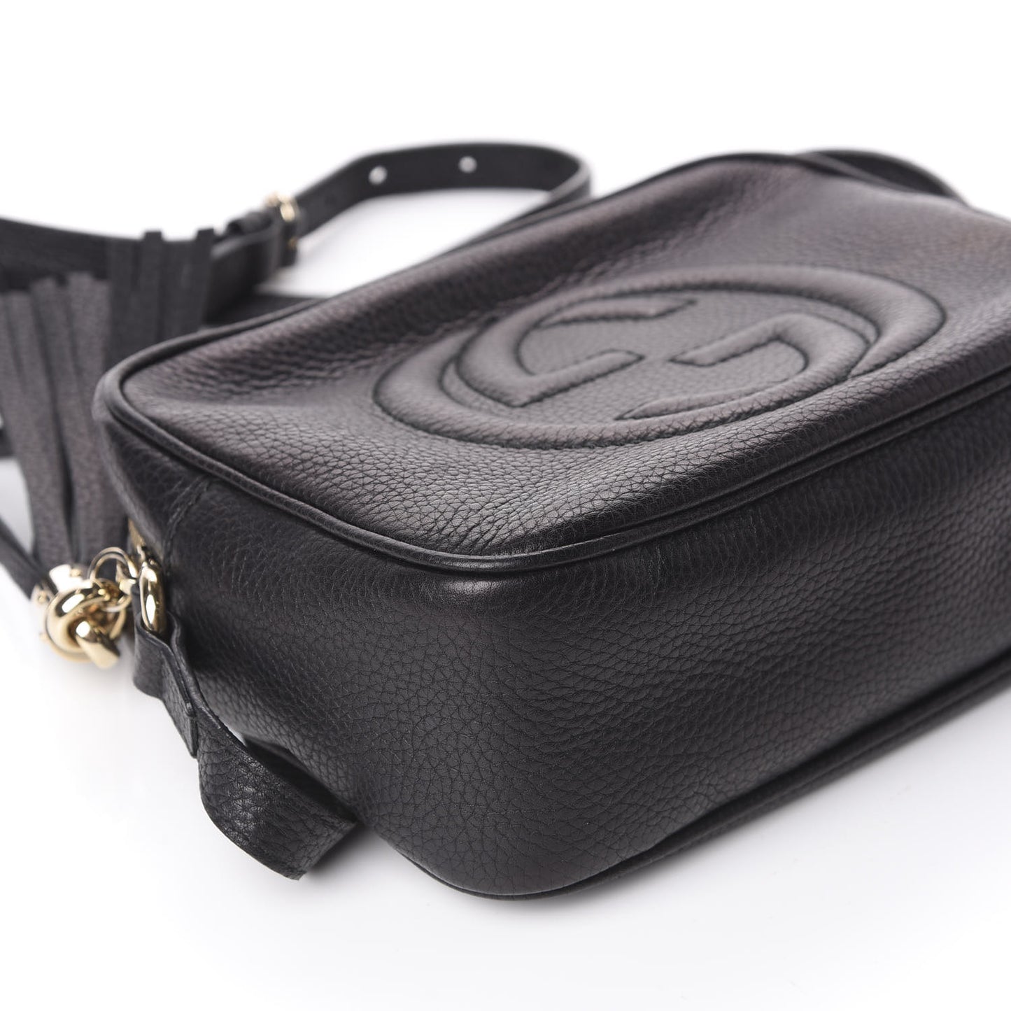 Pebbled Calfskin Small Soho Disco Bag Black