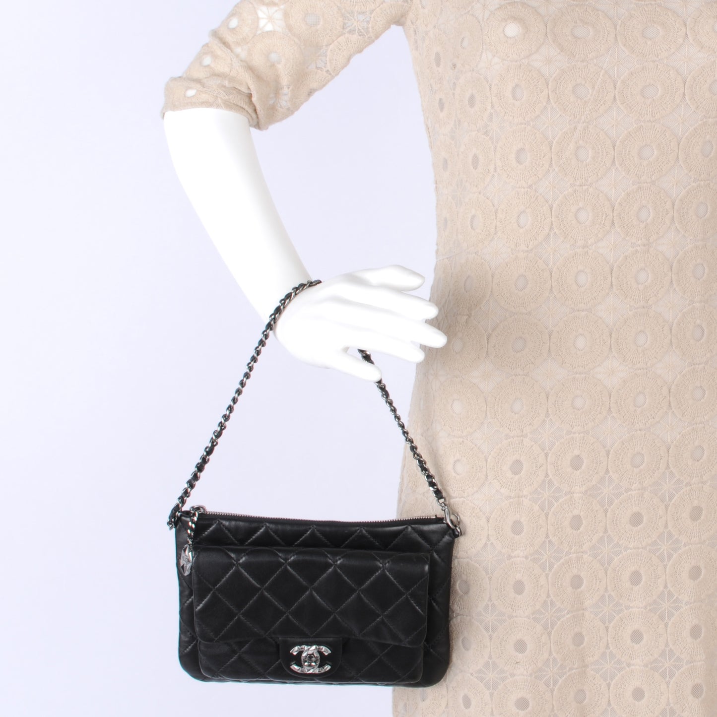 Lambskin Mineral Nights Flap Wristlet Black