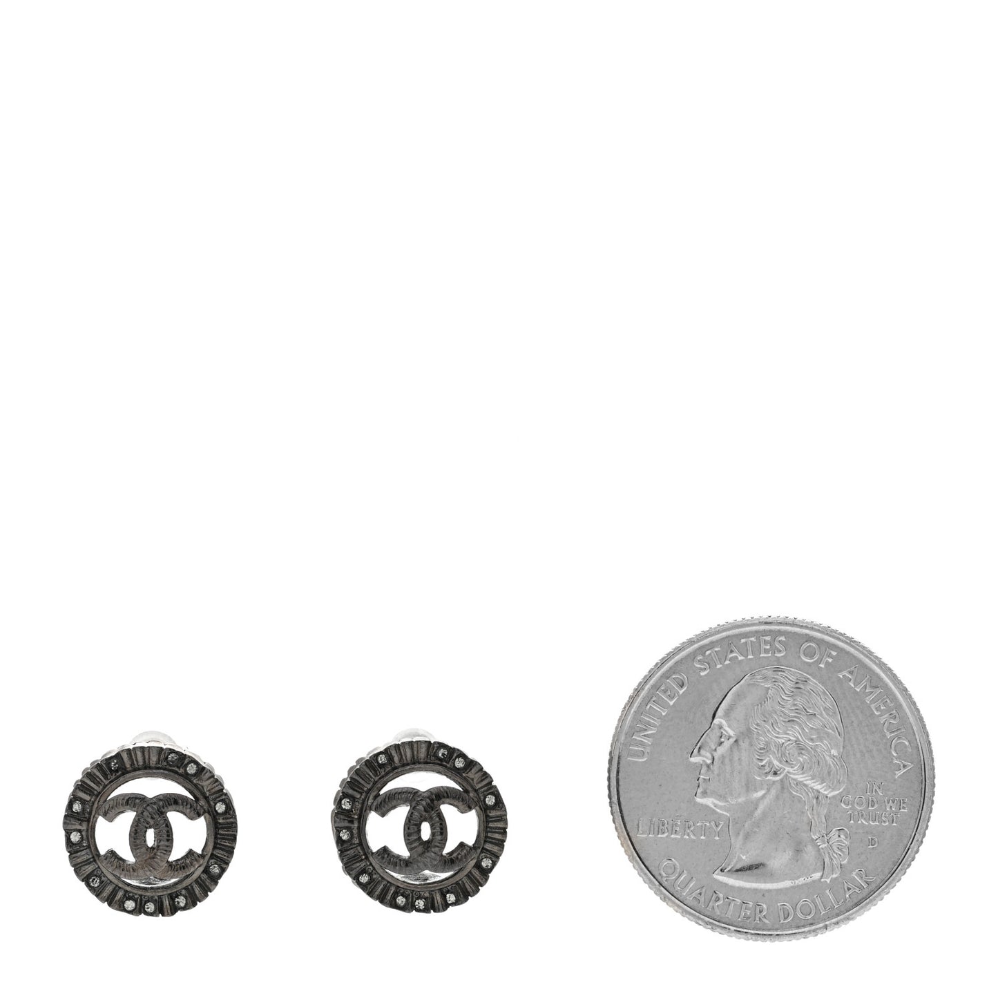 Ruthenium Crystal CC Round Earrings Silver