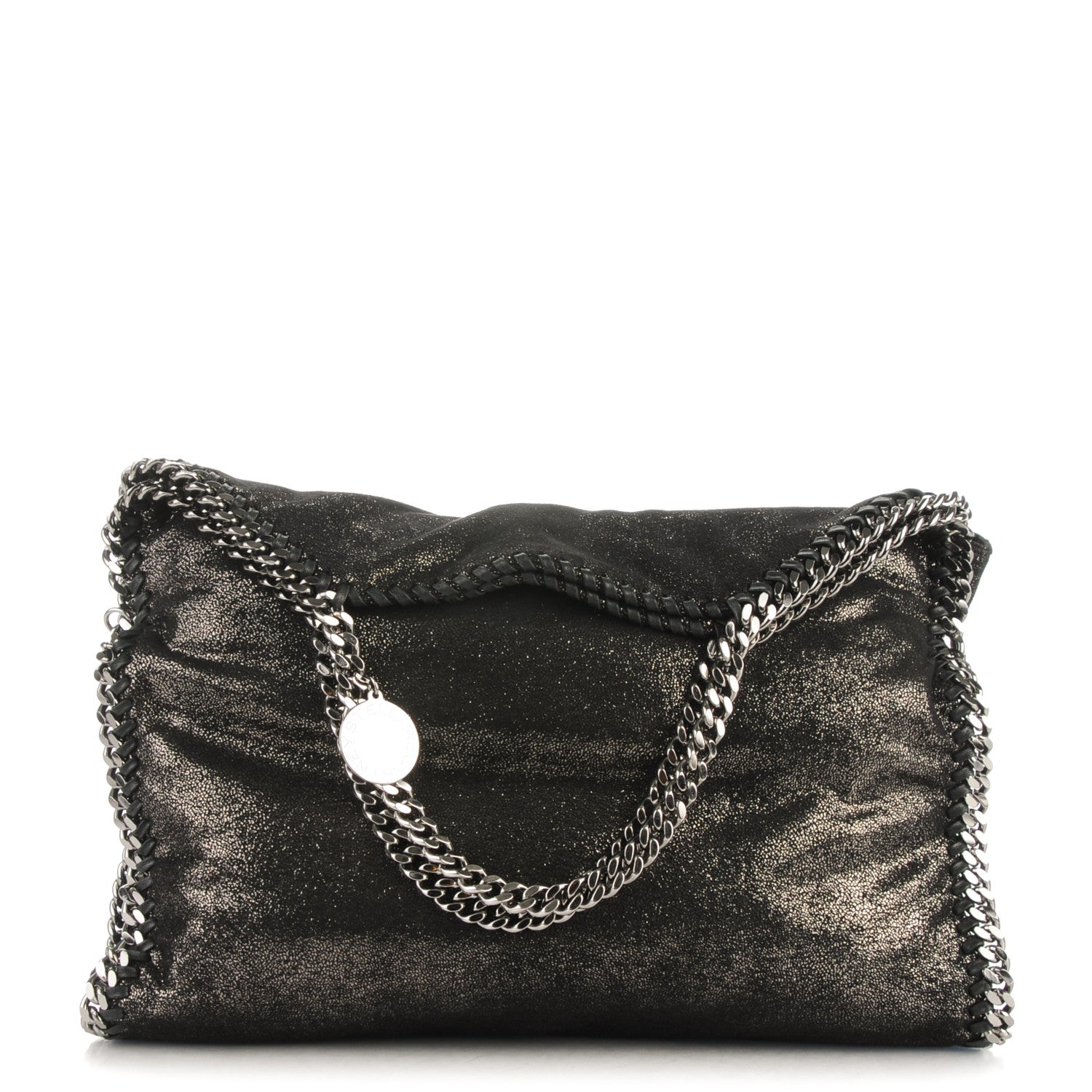 Stella McCartney Chamois Shiny Dotted Falabella Fold Over Tote Ruthenium 1 of 6