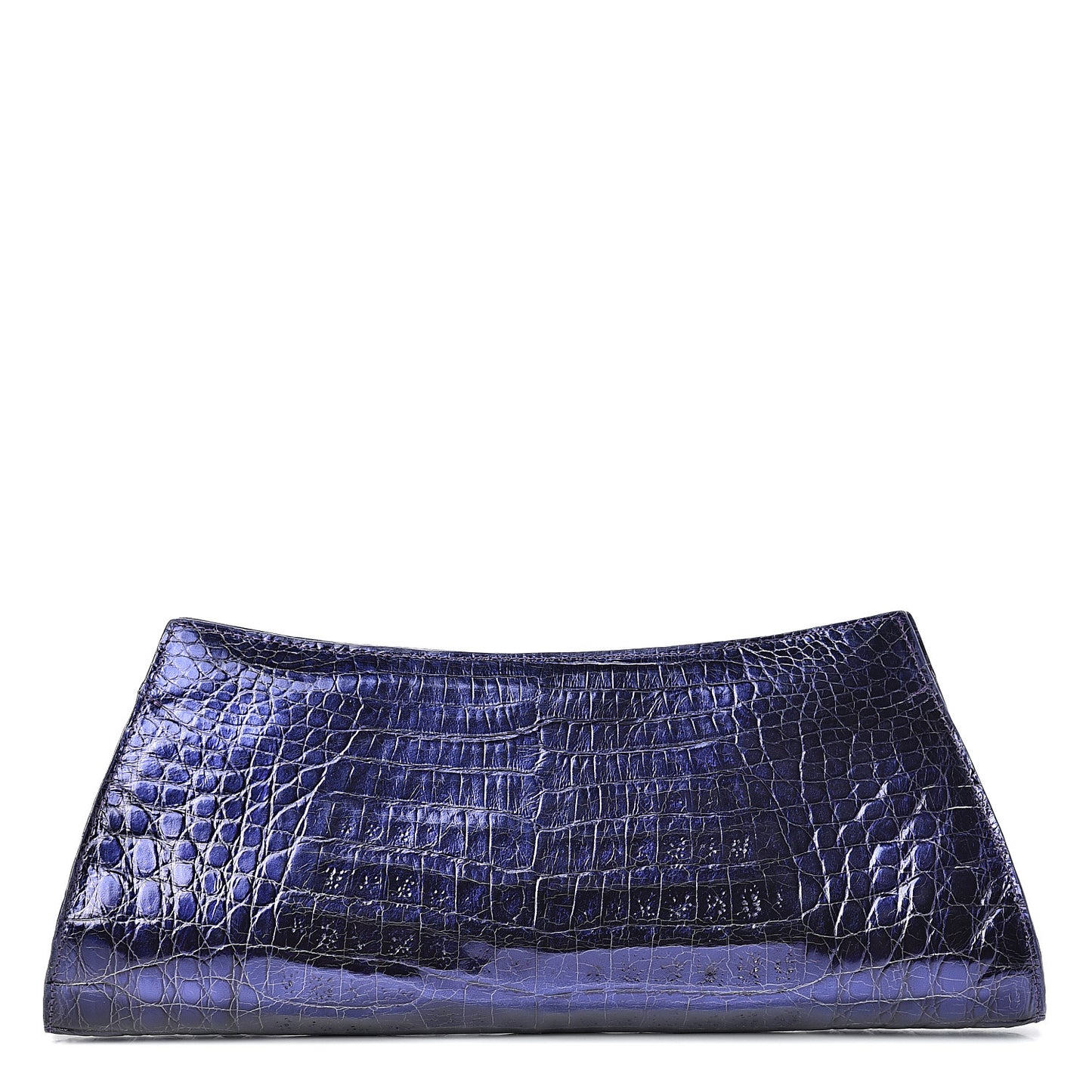 Metallic Crocodile Clutch Purple