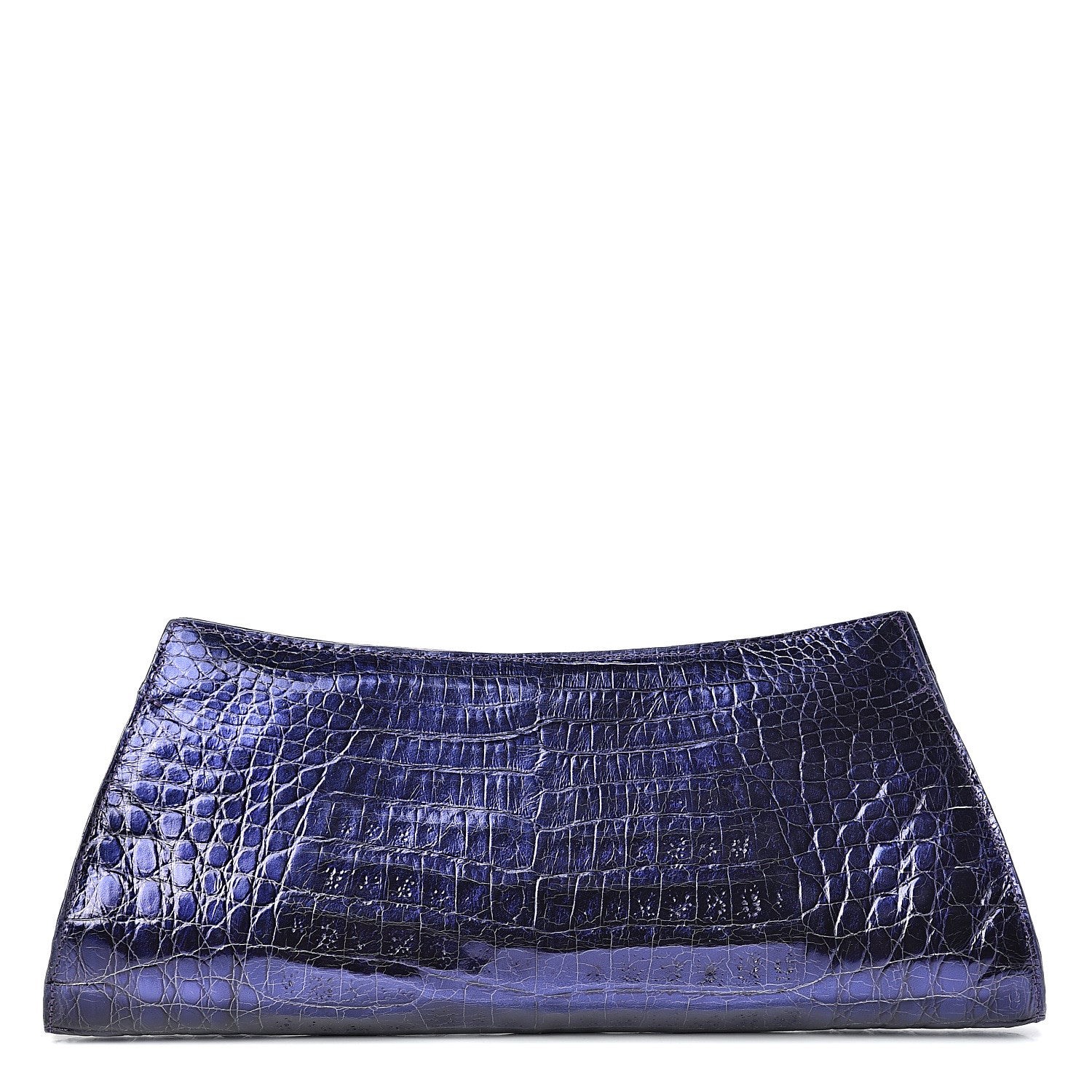 Nancy Gonzalez Metallic Crocodile Clutch Purple 1 of 7