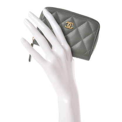 Chanel Iridescent Caviar Quilted Zip Coin Purse Green 2 of 10