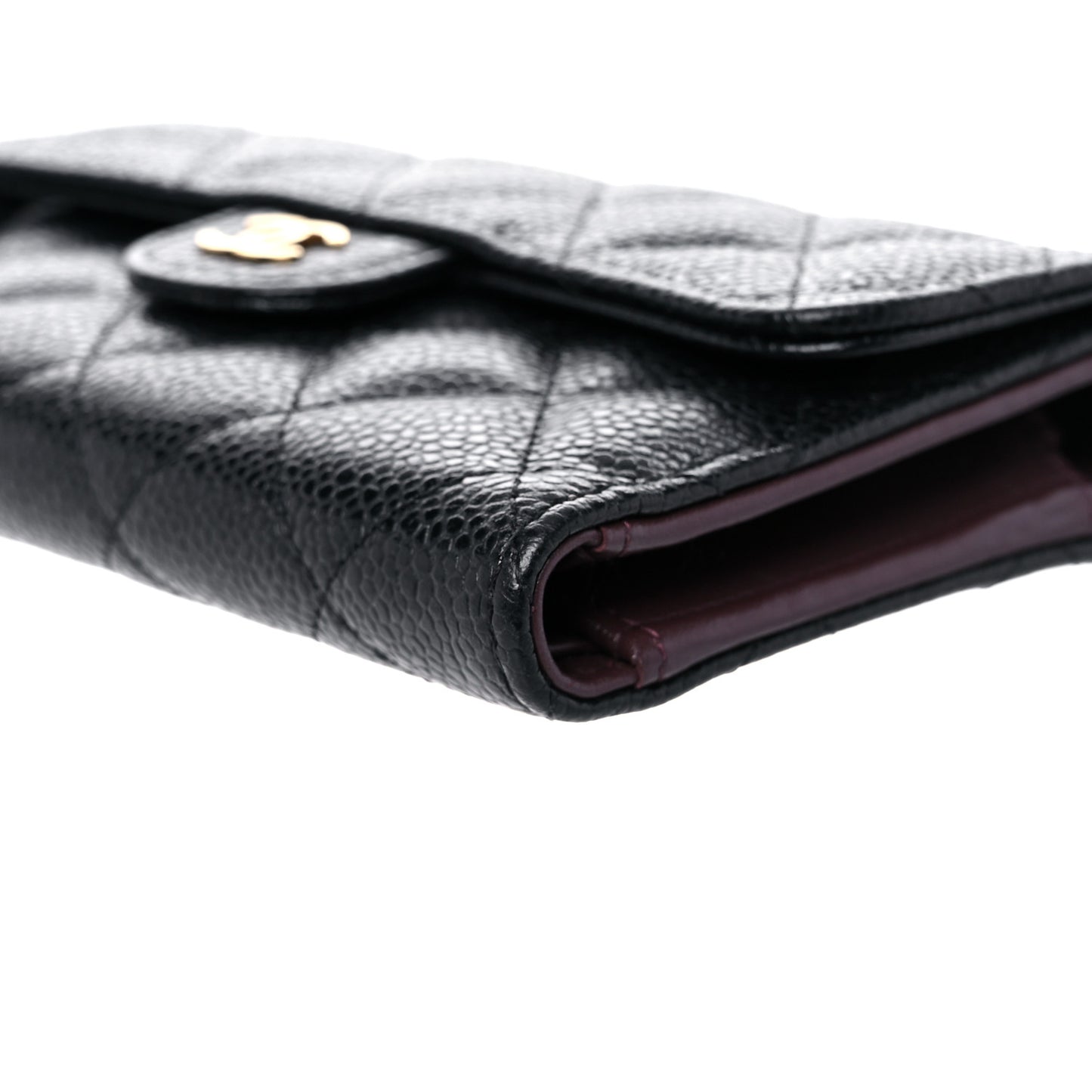 Caviar Quilted Medium Flap Wallet Black