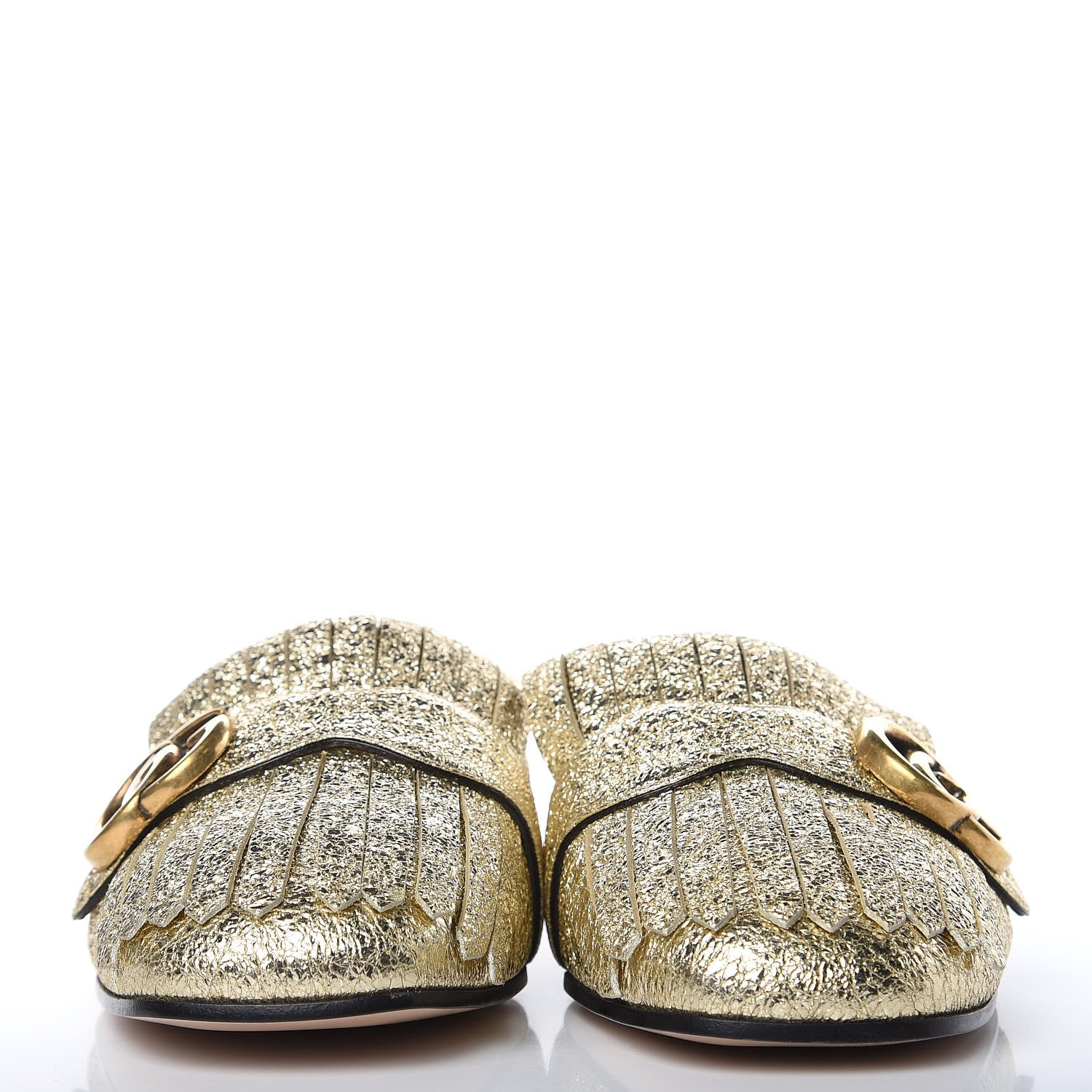 Gucci Galassia Womens GG Marmont Fringe Slippers 37.5 Platino 3 of 11