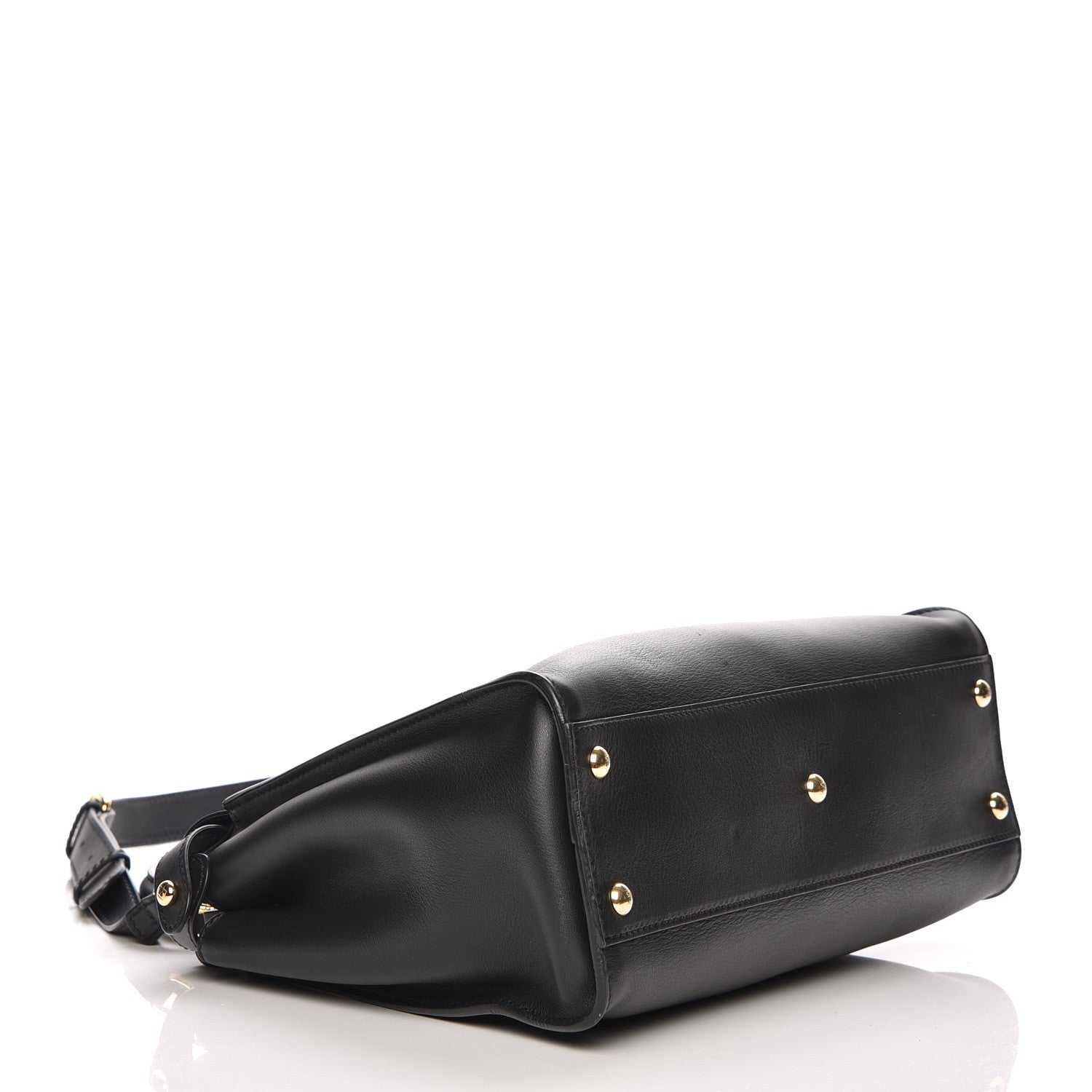 Fendi Vitello Seta Shiny Nappa Medium Peekaboo Iconic Satchel Black 5 of 13