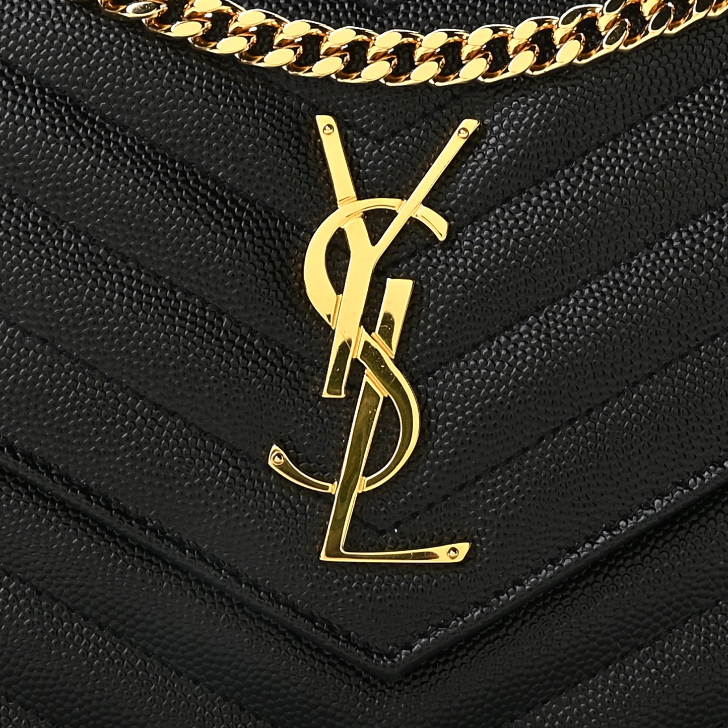 Grain De Poudre Matelasse Chevron Monogram Chain Wallet Black