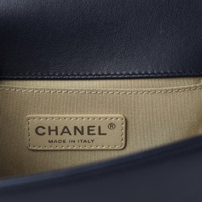 Chanel Lambskin Chevron Quilted Small Boy Flap Navy Blue 8 of 10