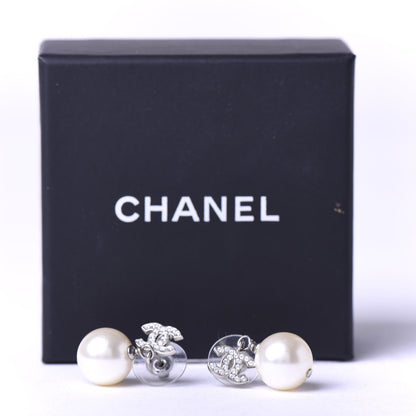Chanel Crystal Pearl CC Drop Earrings Gold 5 of 5