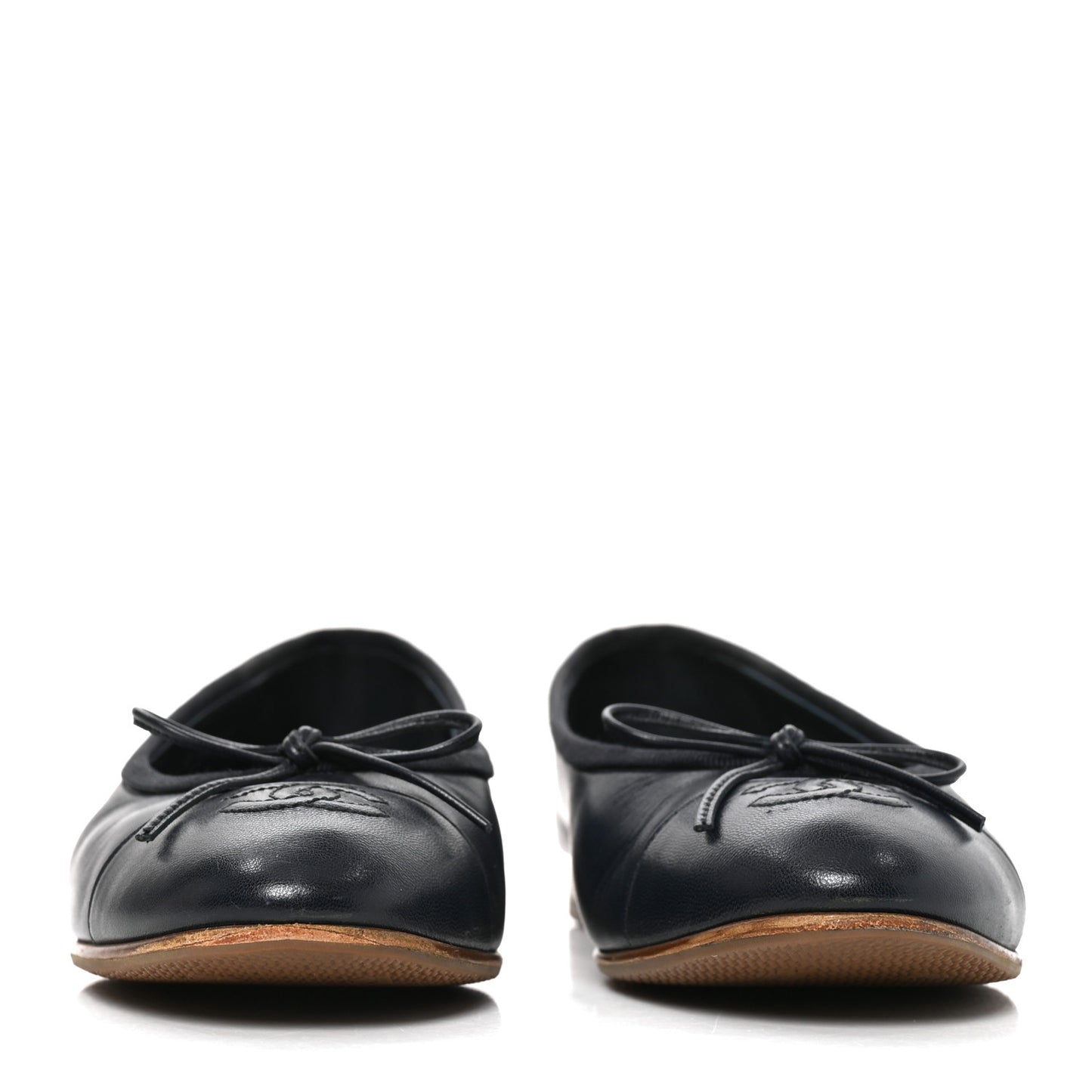 Goatskin CC Cap Toe Ballerina Flats 37.5 Dark Blue