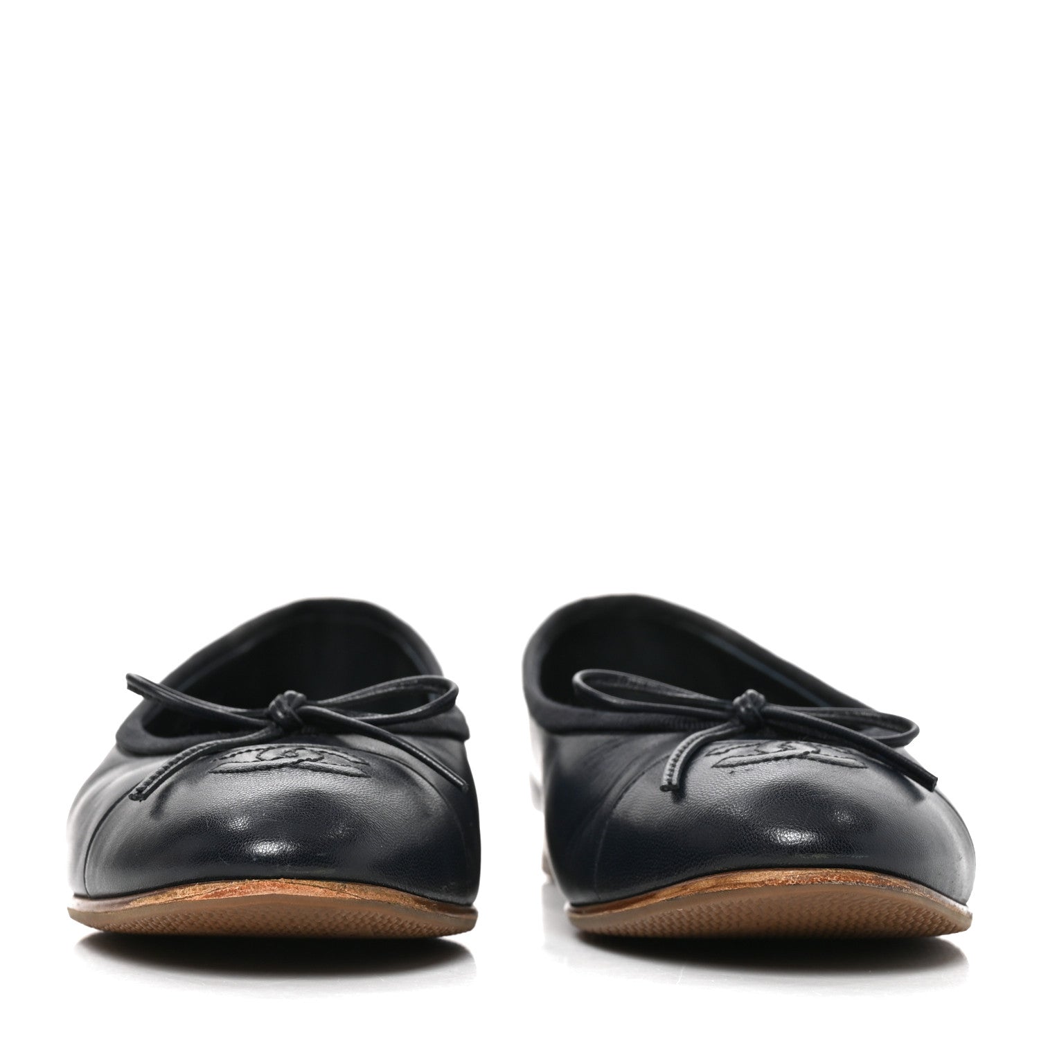 Chanel Goatskin CC Cap Toe Ballerina Flats 37.5 Dark Blue 3 of 9
