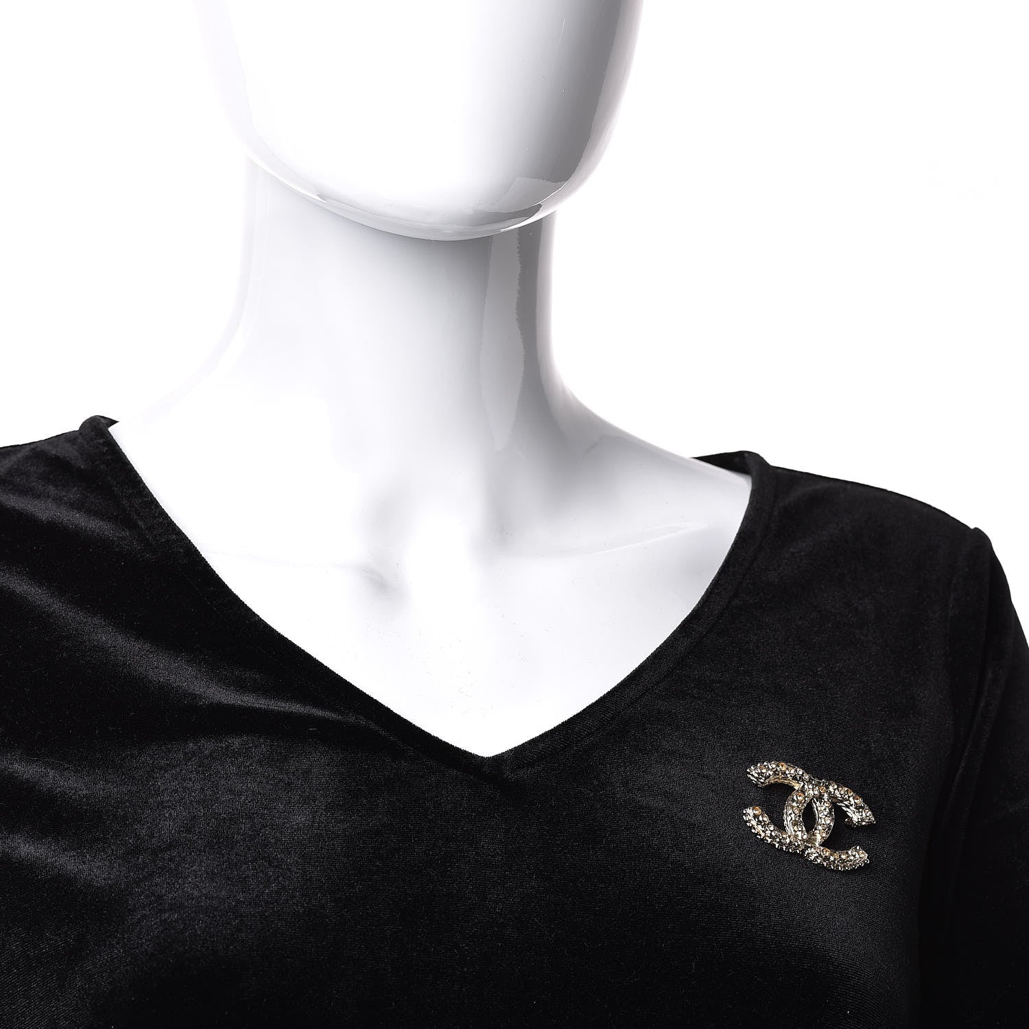 Chanel Crystal CC Brooch Pin Gold 2 of 4