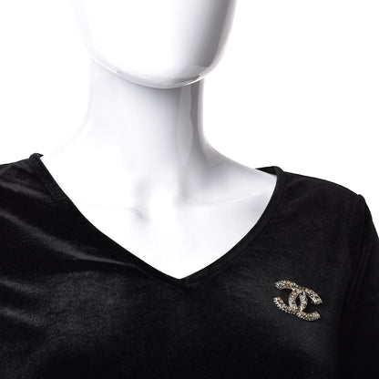 Chanel Crystal CC Brooch Pin Gold 2 of 4