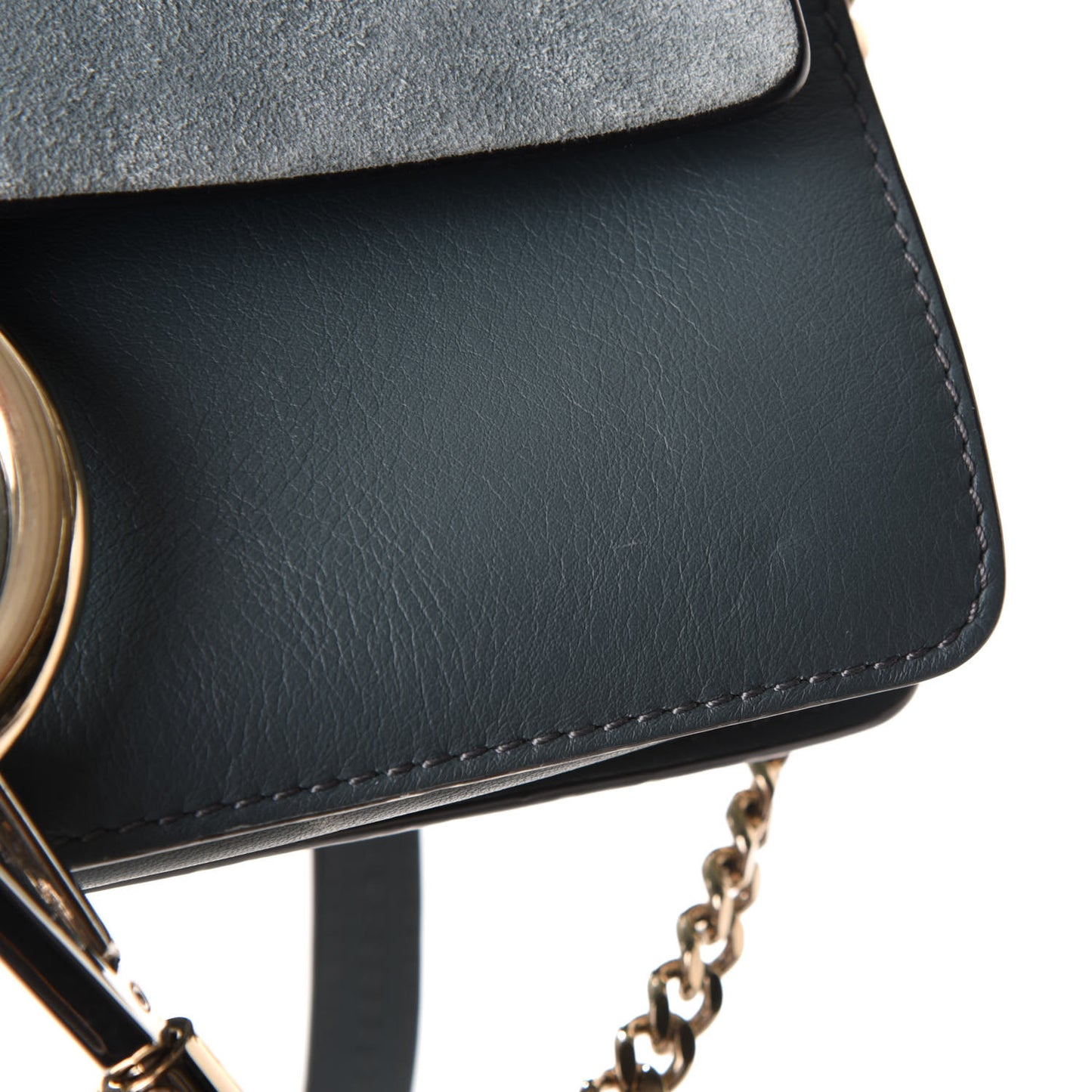 Suede Calfskin Small Faye Shoulder Bag Cloudy Blue