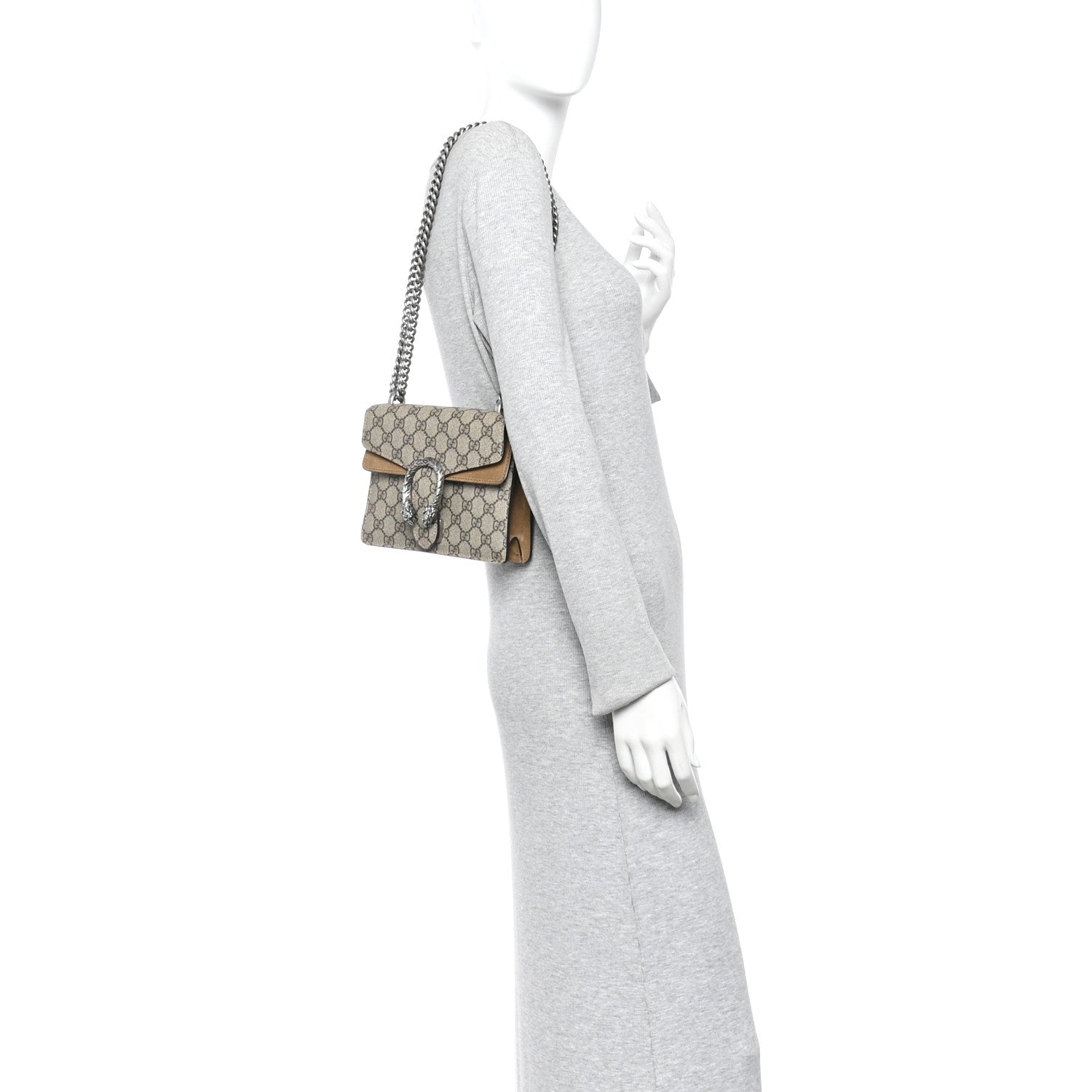 Gucci GG Supreme Monogram Mini Dionysus Shoulder Bag Taupe 2 of 11