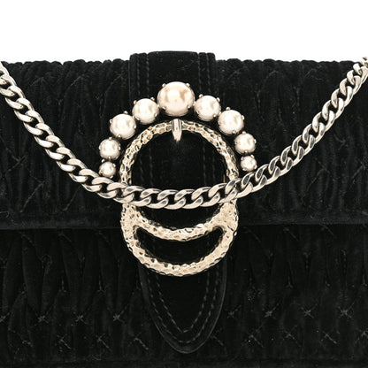 Miu Miu Velvet Matelasse Pearl Embellished Chain Black 7 of 13