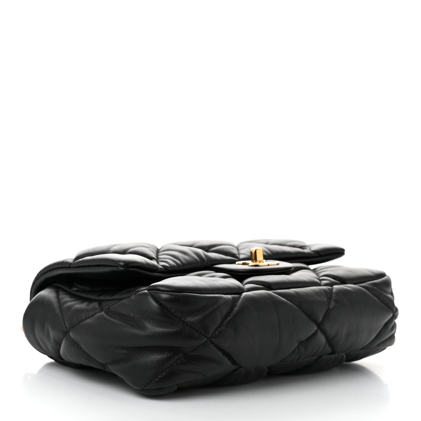 Calfskin Quilted Medium Bubbly Flap Black