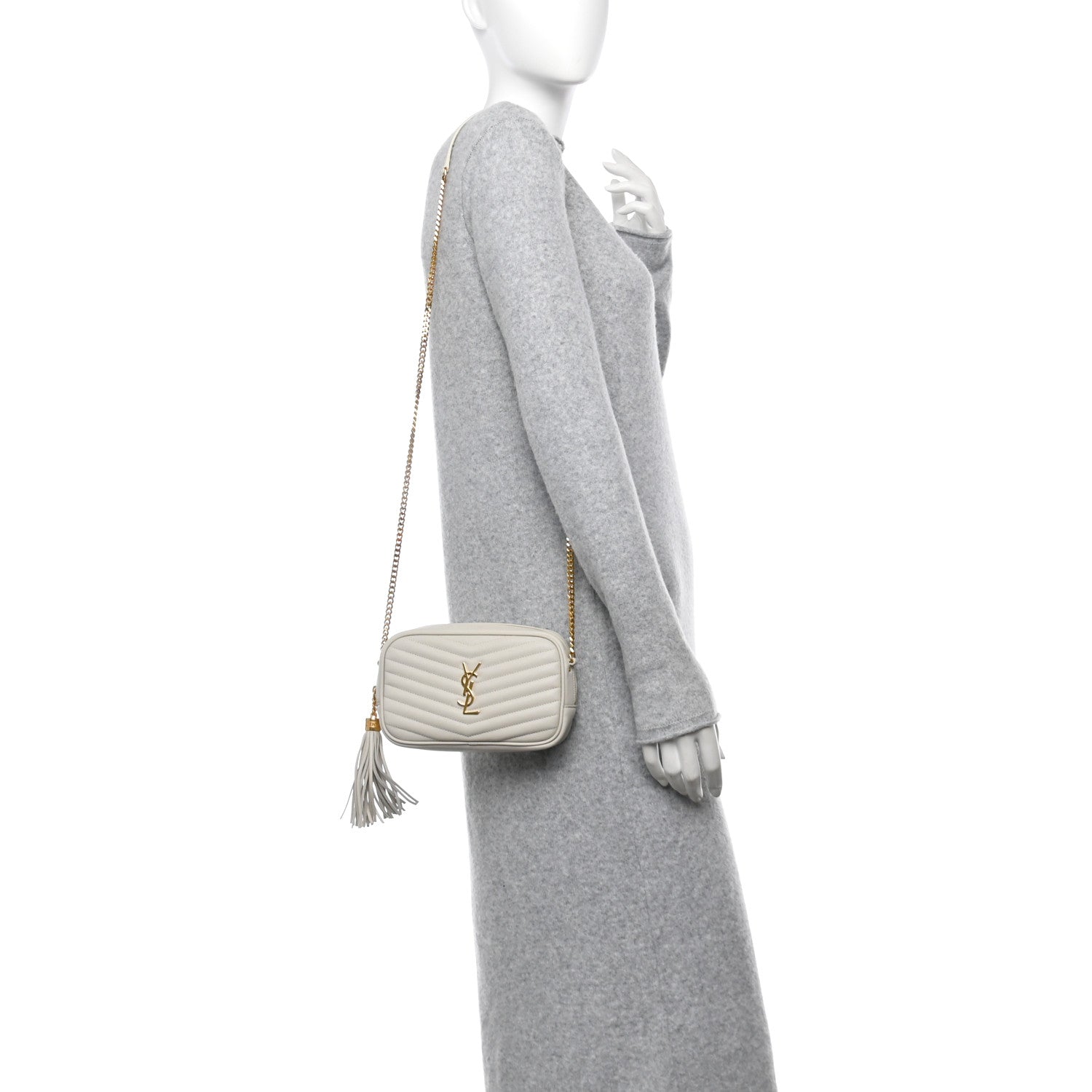 Saint Laurent Grain De Poudre Matelasse Monogram Mini Lou Camera Bag Crema Soft 2 of 11