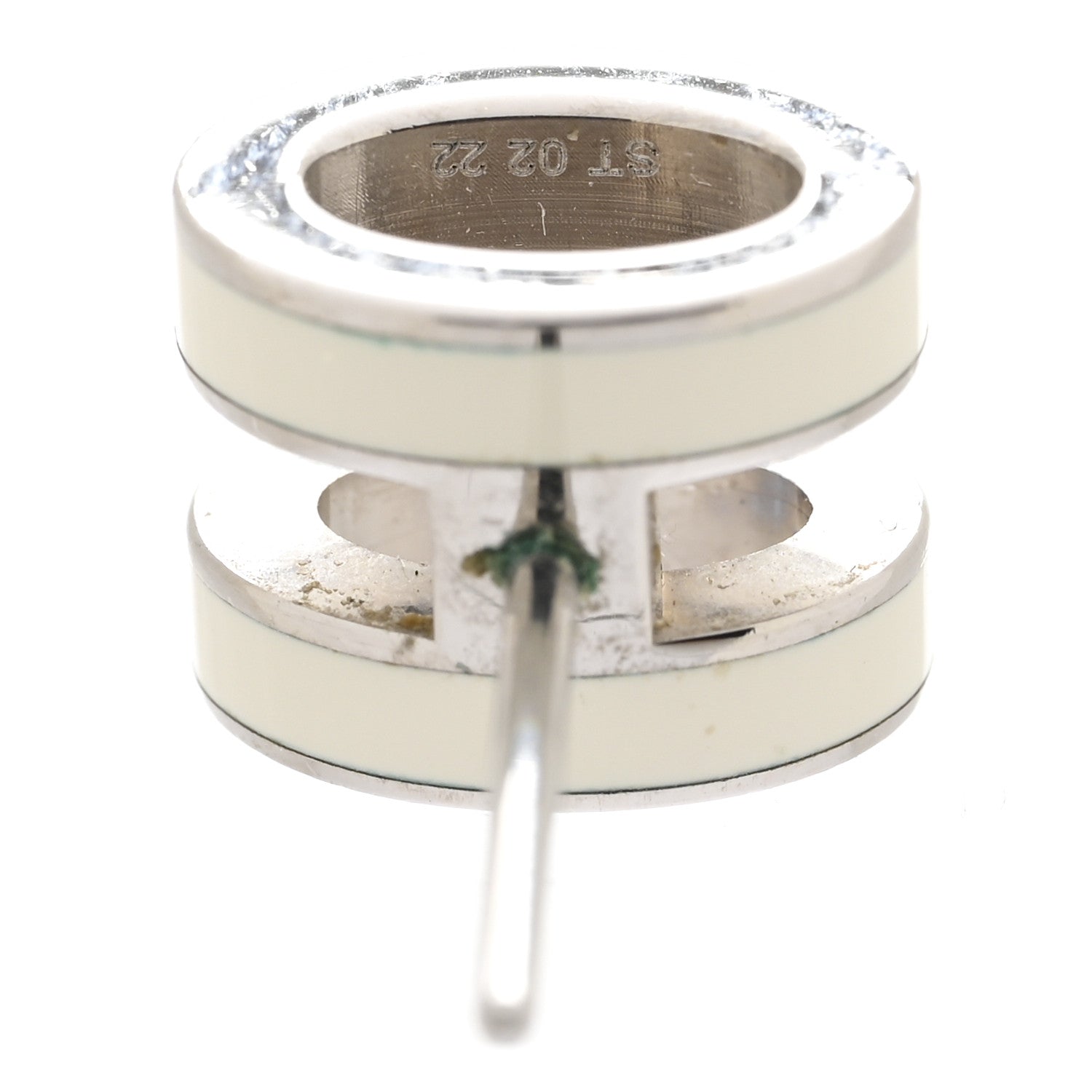 Hermes Palladium Lacquered Mini Pop H Earrings White 4 of 5