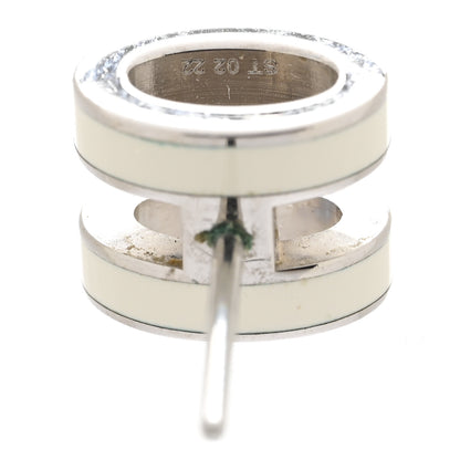 Hermes Palladium Lacquered Mini Pop H Earrings White 4 of 5