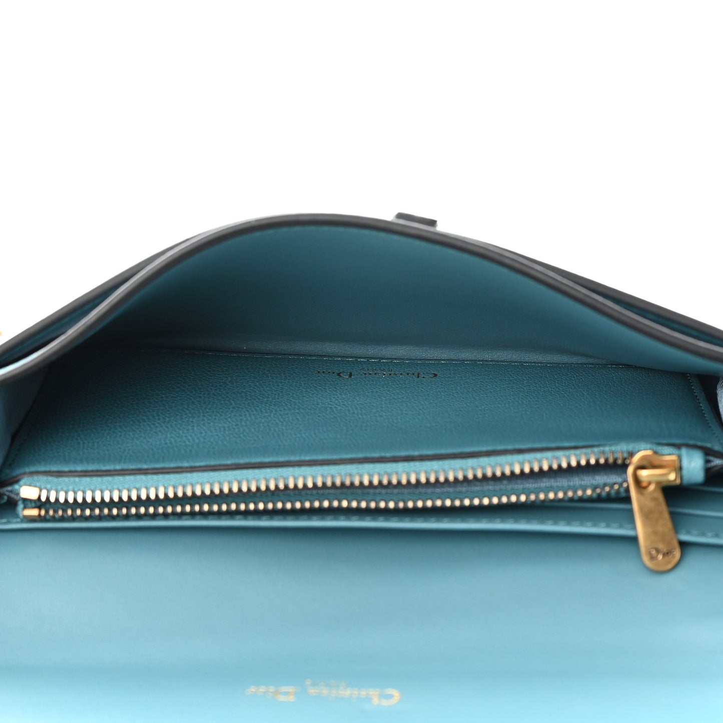 Goatskin Saddle Long Wallet With Chain Blue