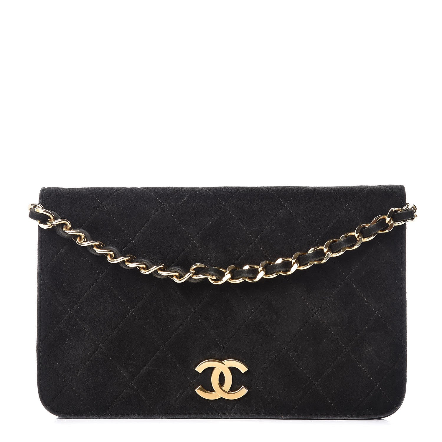 Chanel Suede Quilted Small Flap Black 1 of 12