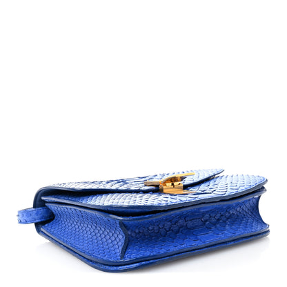 Celine Snakeskin Medium Classic Box Flap Blue 4 of 13