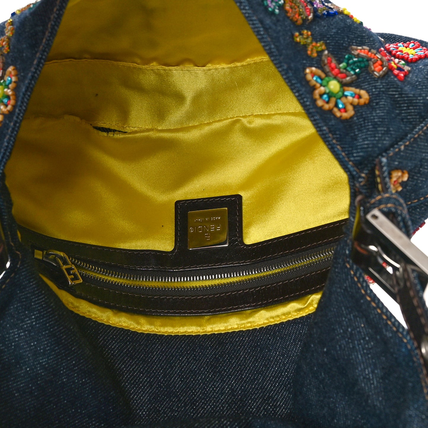 Denim Ricami Beaded Baguette Blue
