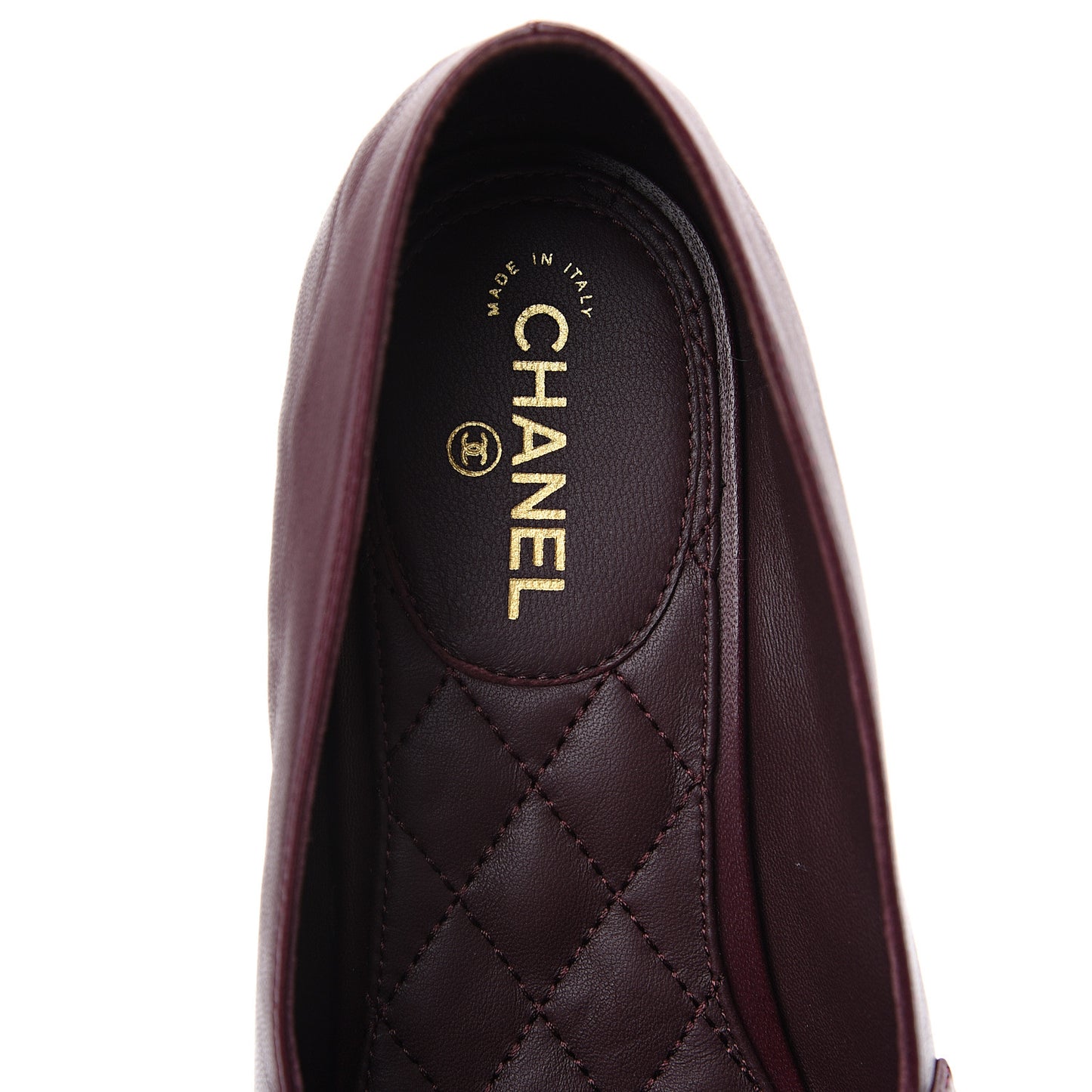 Lambskin CC Braided Chain Loafers 38 Bordeaux