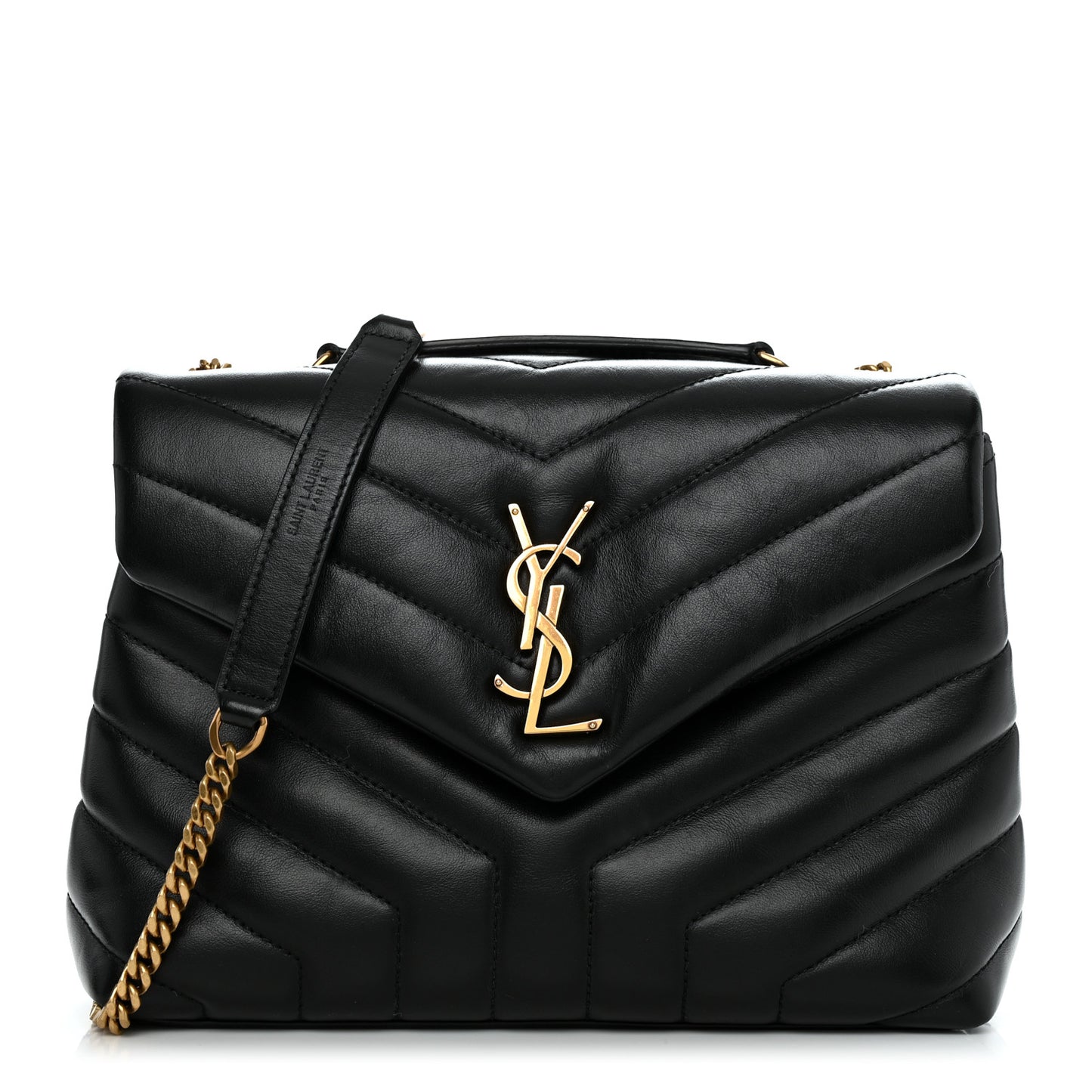 Calfskin Y Quilted Monogram Small Loulou Chain Satchel Black