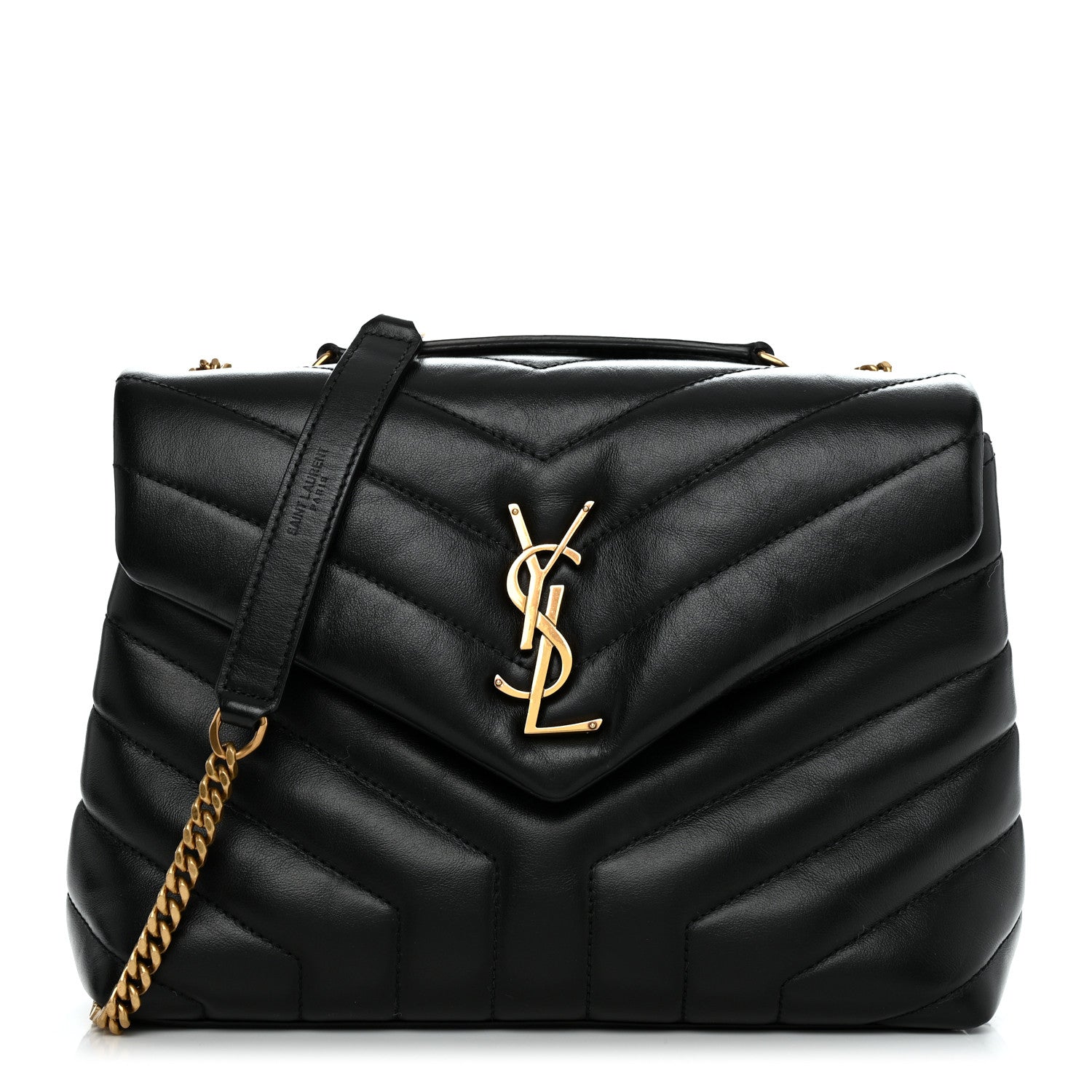 Saint Laurent Calfskin Y Quilted Monogram Small Loulou Chain Satchel Black 1 of 11