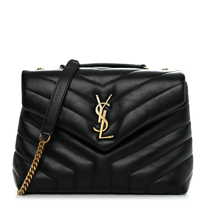 Saint Laurent Calfskin Y Quilted Monogram Small Loulou Chain Satchel Black 1 of 11