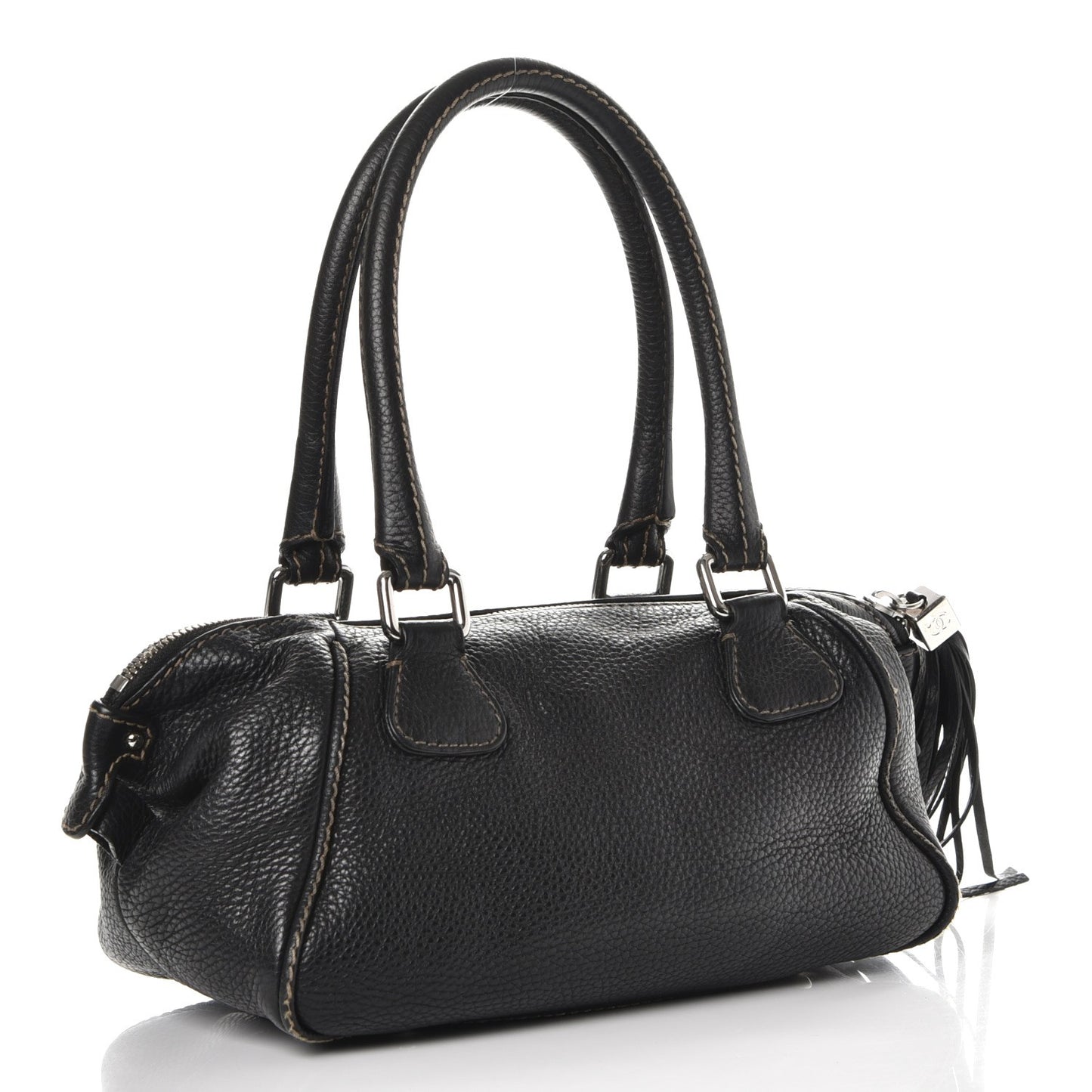 Calfskin Small Tassel Satchel Black