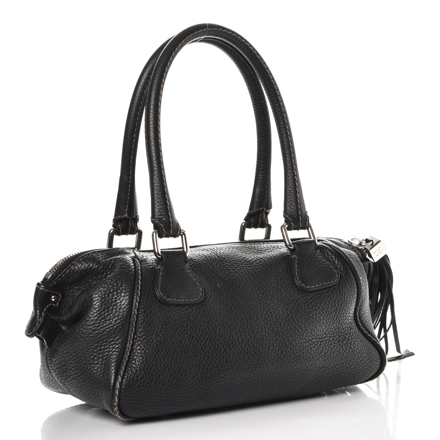Chanel Calfskin Small Tassel Satchel Black 3 of 7