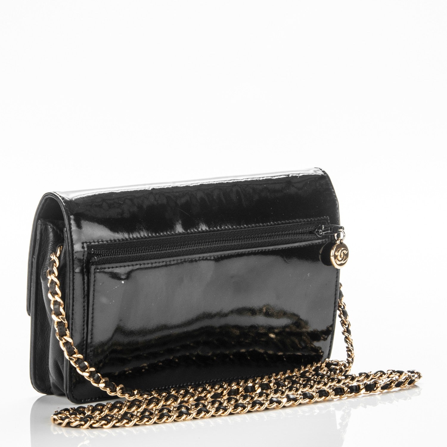Chanel Patent Timeless CC Wallet On Chain WOC Black 3 of 9
