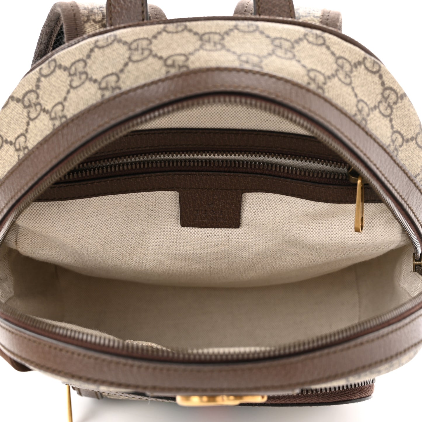 GG Supreme Monogram Calfskin Web Small Ophidia Day Backpack Beige Ebony New Acero
