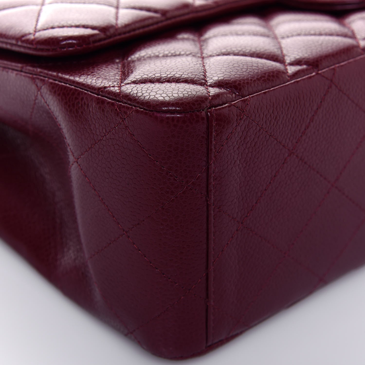 Chanel Caviar Quilted Maxi Single Flap Dark Red 9 of 15