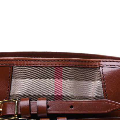 Burberry House Check Bridle Calfskin Medium Lynher Tote Dark Tan 19 of 30