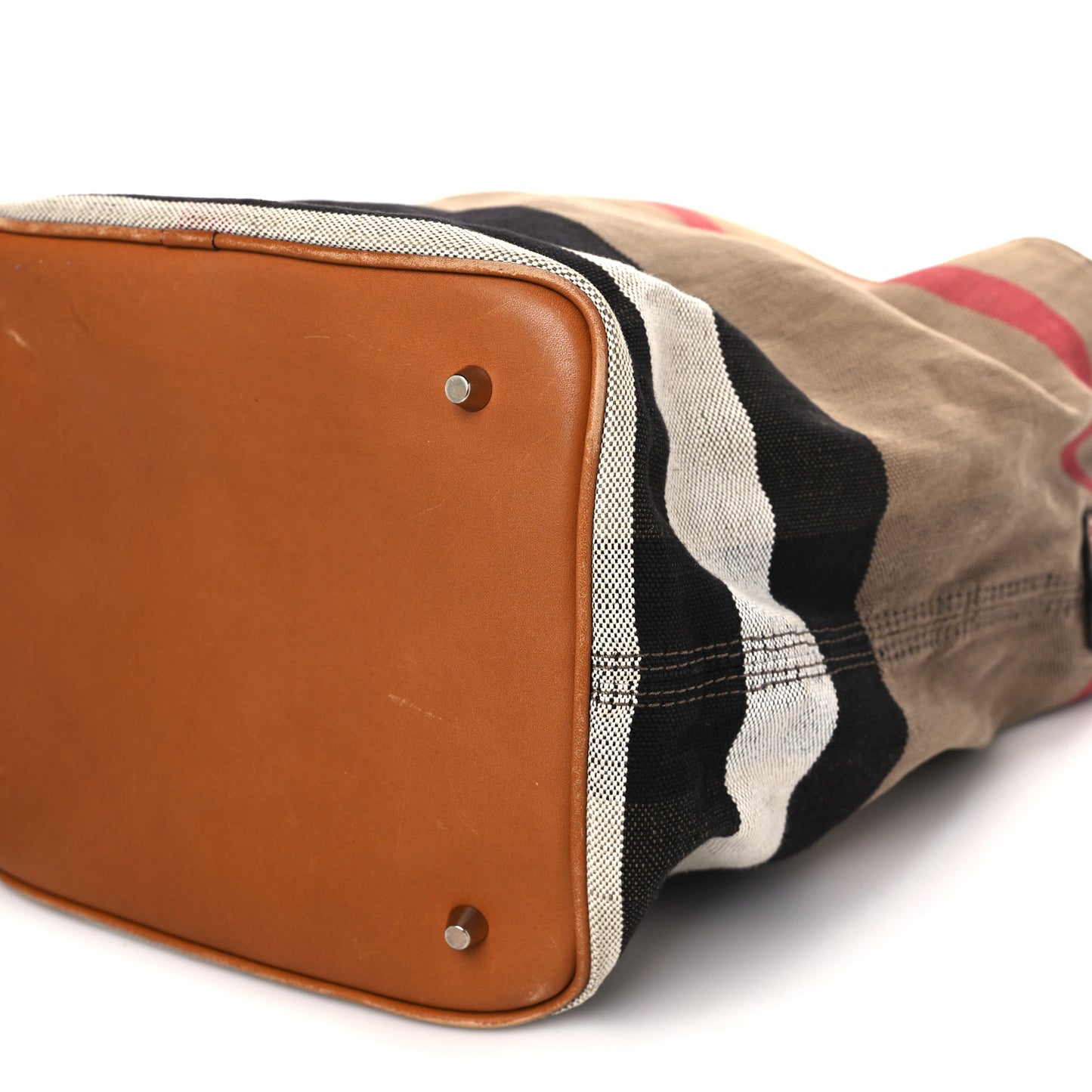 Canvas Mega Check Medium Ashby Bucket Bag Brown