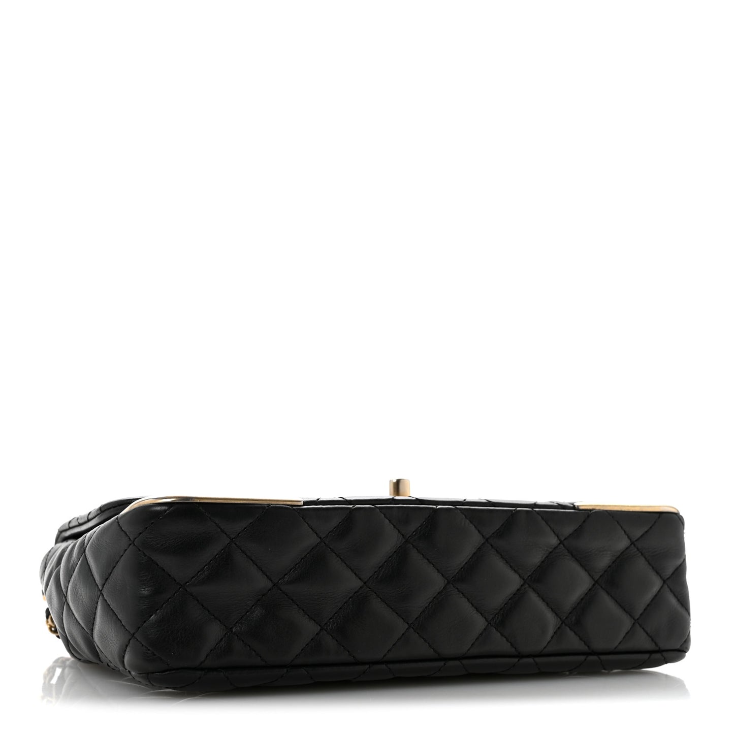 Calfskin Quilted Rock The Corner Flap Black