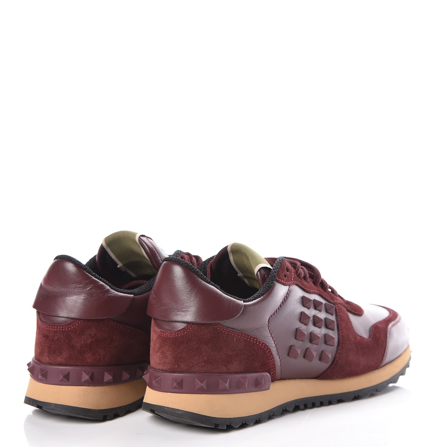 Valentino Garavani Calfskin Suede Rockstud Sneakers 36 Rubin 4 of 10