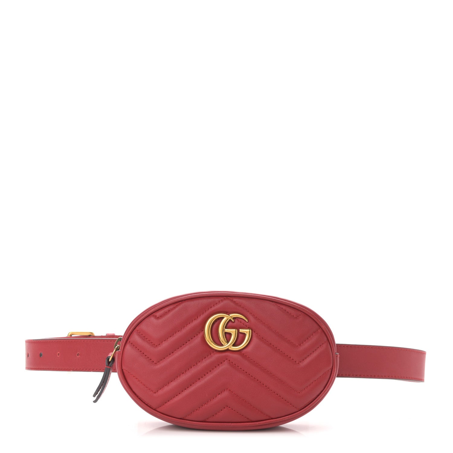 Gucci Calfskin Matelasse GG Marmont Belt Bag 95 38 Hibiscus Red 1 of 14