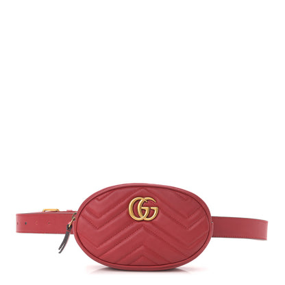 Gucci Calfskin Matelasse GG Marmont Belt Bag 95 38 Hibiscus Red 1 of 14