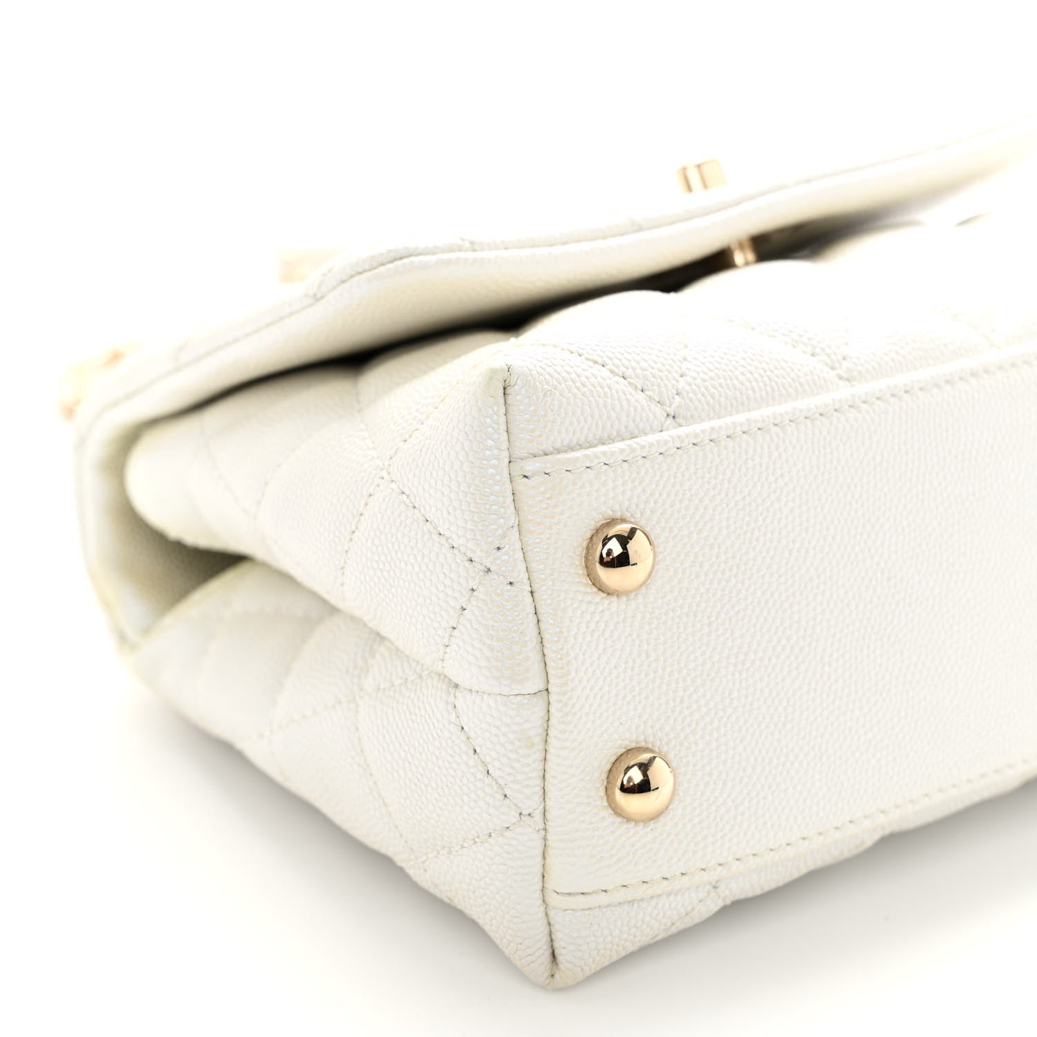 Chanel Iridescent Caviar Quilted Extra Mini Coco Handle Flap White 9 of 11