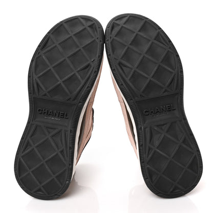 Chanel Suede Calfskin Nylon Grosgrain CC Sneakers 39 Light Pink 5 of 8